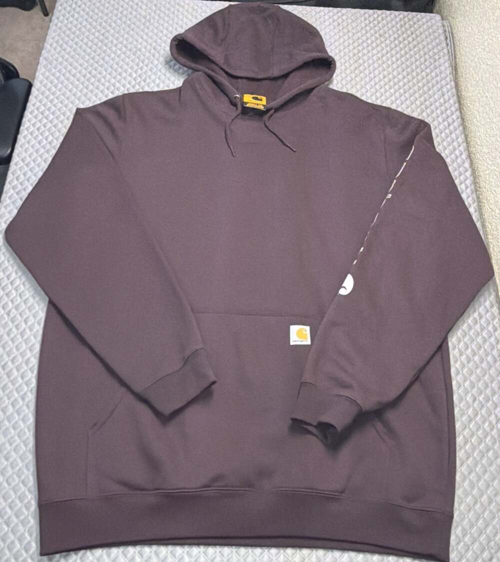 Carhartt Hoodie Mens XL Tall Purple Loose Fit Midweight Sleeve Logo K288 NWT